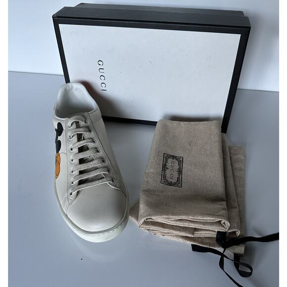 Gucci Men's Mickey Mouse Ivory Soft Leather Sneakers 8.5 US (41.5 Eu) 606110 NWT - Picture 8 of 13